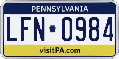 PA license plate LFN0984