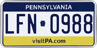 PA license plate LFN0988