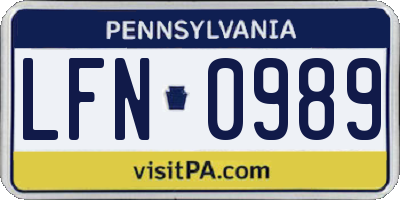 PA license plate LFN0989