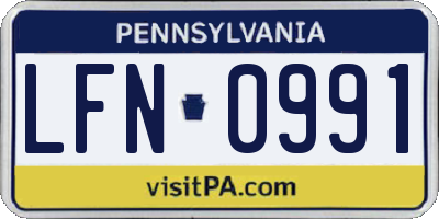 PA license plate LFN0991
