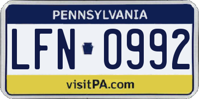 PA license plate LFN0992