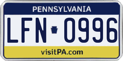 PA license plate LFN0996