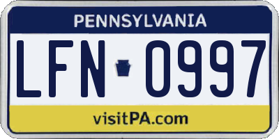 PA license plate LFN0997