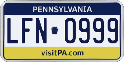 PA license plate LFN0999