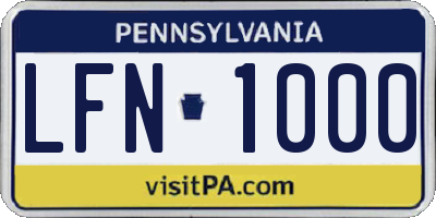 PA license plate LFN1000