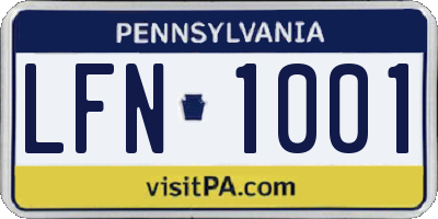 PA license plate LFN1001