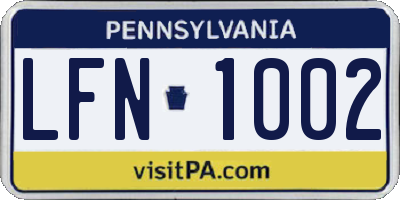 PA license plate LFN1002