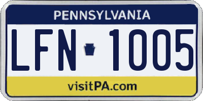 PA license plate LFN1005