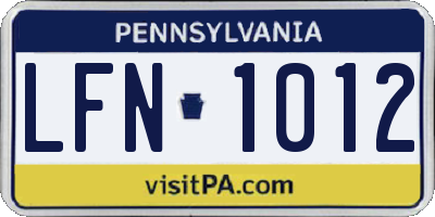 PA license plate LFN1012