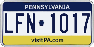 PA license plate LFN1017
