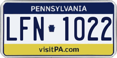 PA license plate LFN1022