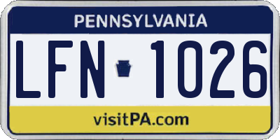 PA license plate LFN1026