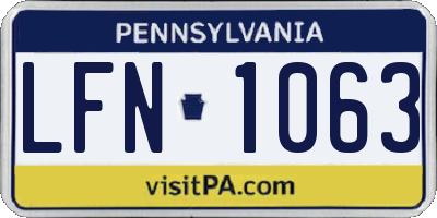 PA license plate LFN1063