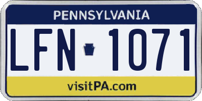 PA license plate LFN1071