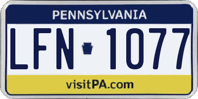 PA license plate LFN1077