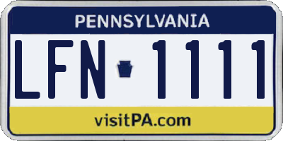 PA license plate LFN1111