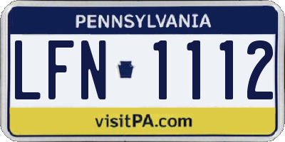 PA license plate LFN1112
