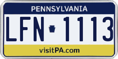 PA license plate LFN1113