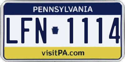 PA license plate LFN1114