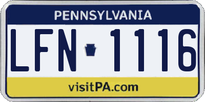 PA license plate LFN1116