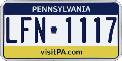 PA license plate LFN1117