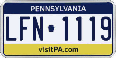 PA license plate LFN1119