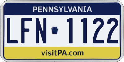 PA license plate LFN1122