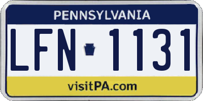 PA license plate LFN1131