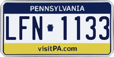 PA license plate LFN1133