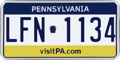 PA license plate LFN1134