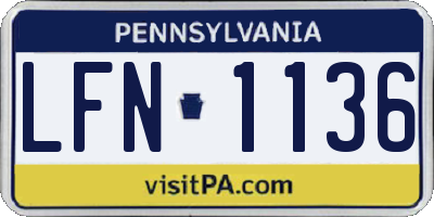 PA license plate LFN1136