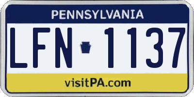 PA license plate LFN1137