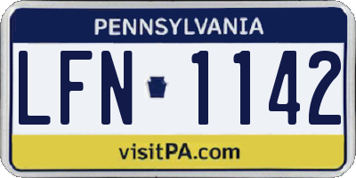 PA license plate LFN1142