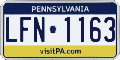 PA license plate LFN1163