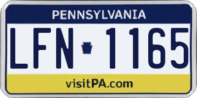 PA license plate LFN1165