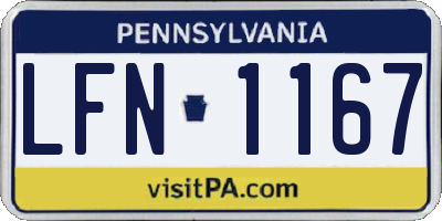 PA license plate LFN1167