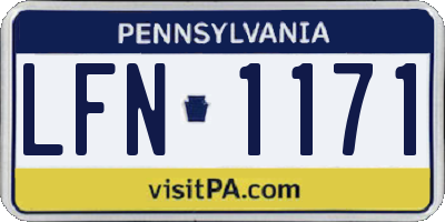 PA license plate LFN1171