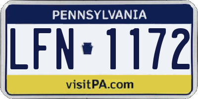 PA license plate LFN1172