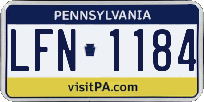 PA license plate LFN1184
