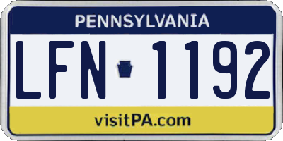 PA license plate LFN1192