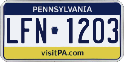 PA license plate LFN1203