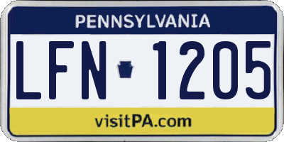 PA license plate LFN1205