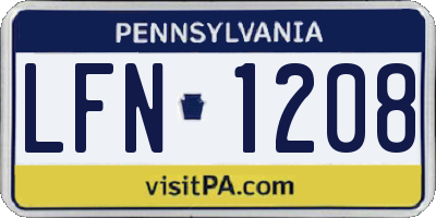 PA license plate LFN1208