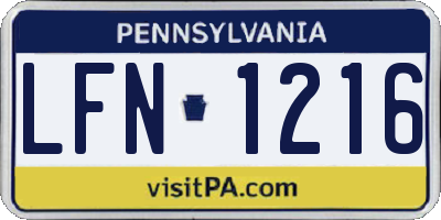 PA license plate LFN1216