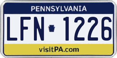 PA license plate LFN1226