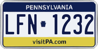 PA license plate LFN1232