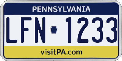 PA license plate LFN1233
