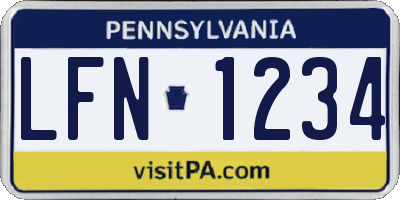 PA license plate LFN1234
