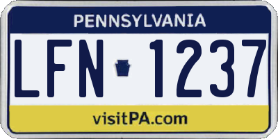 PA license plate LFN1237