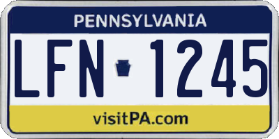 PA license plate LFN1245